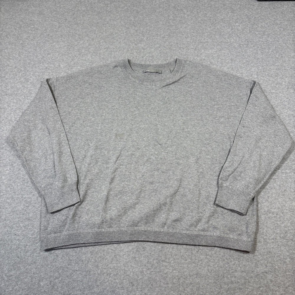 Vince Sz M Grey Sweater Pullover 100% Cotton Minimalist Boxy Crop Capsule